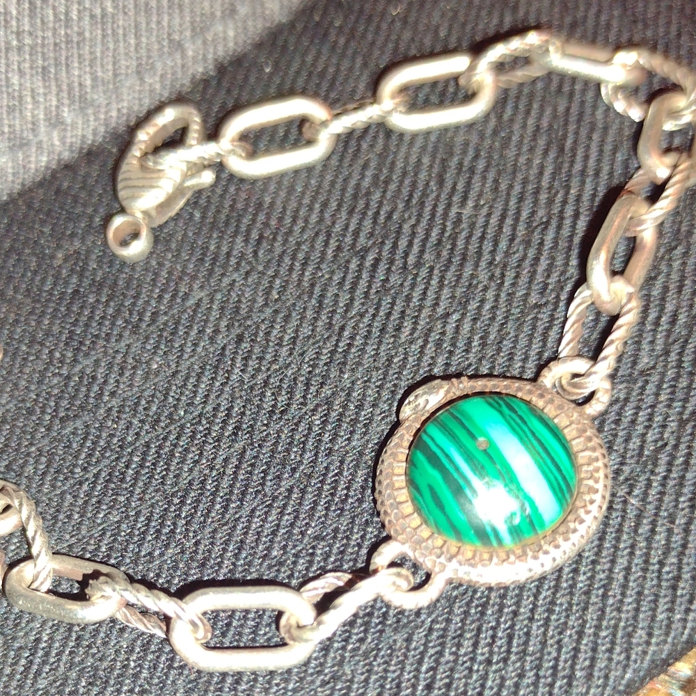 Silver Gucci Garden malachite link bracelet from Italy